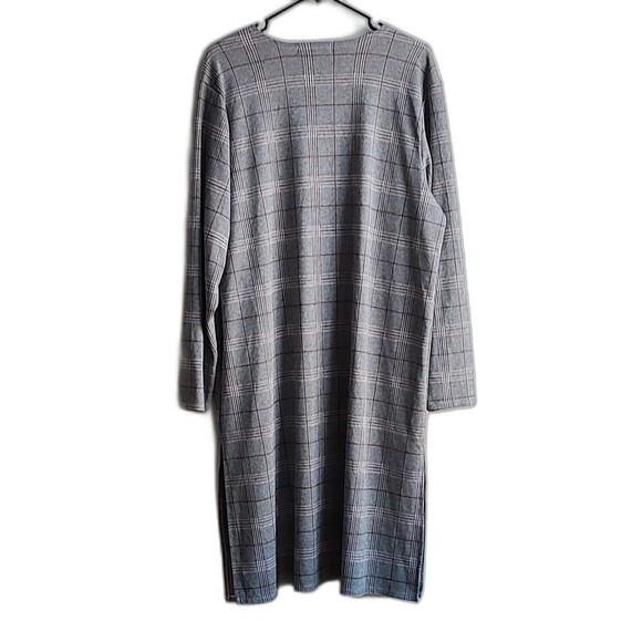 Eye Candy Long Cardigan Duster Open Front Black Red Check 3X Long Sleeve - Picture 6 of 10